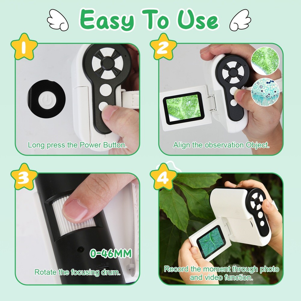 Rechargeable Portable Handheld Microscope DV Camera 100X-1000X Magnification
