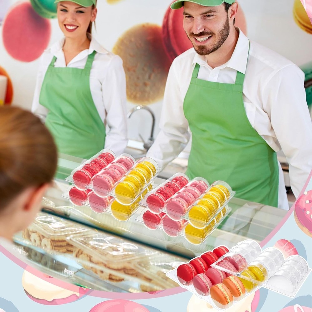 Durable Macaron Boxes - 12 Clear Containers for Seamless Storage & Display