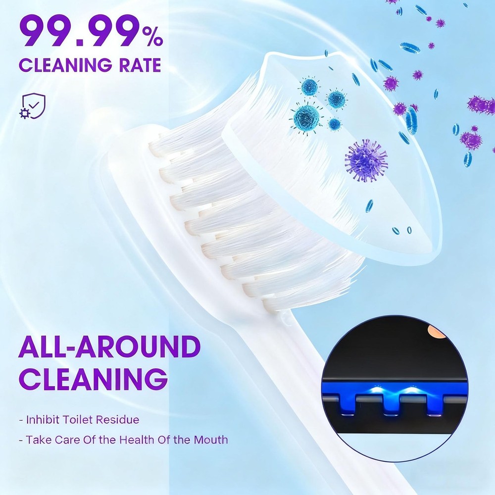 Toothbrush Sterilizer Holder Wall Mounted, USB Rechargeable Automatic Toothpa...