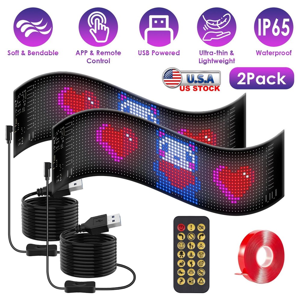 2Pack 16x96 Matrix Devil Eyes Lights f/ Car Ultra-thin Programmable LED