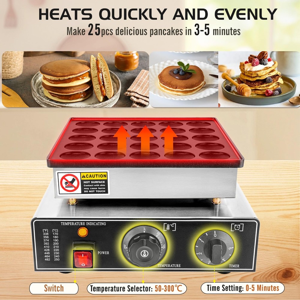 Mini Pancake Maker Machine, 25PCS Mini Dutch Pancake Baker Maker Commercial, ...