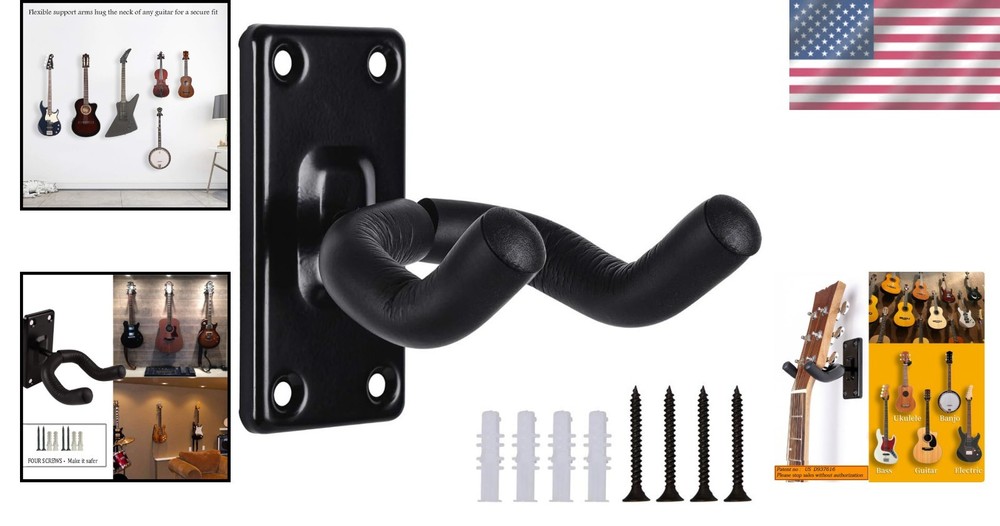 Versatile Black Metal Guitar Wall Mount - Perfect for Showcasing Instruments