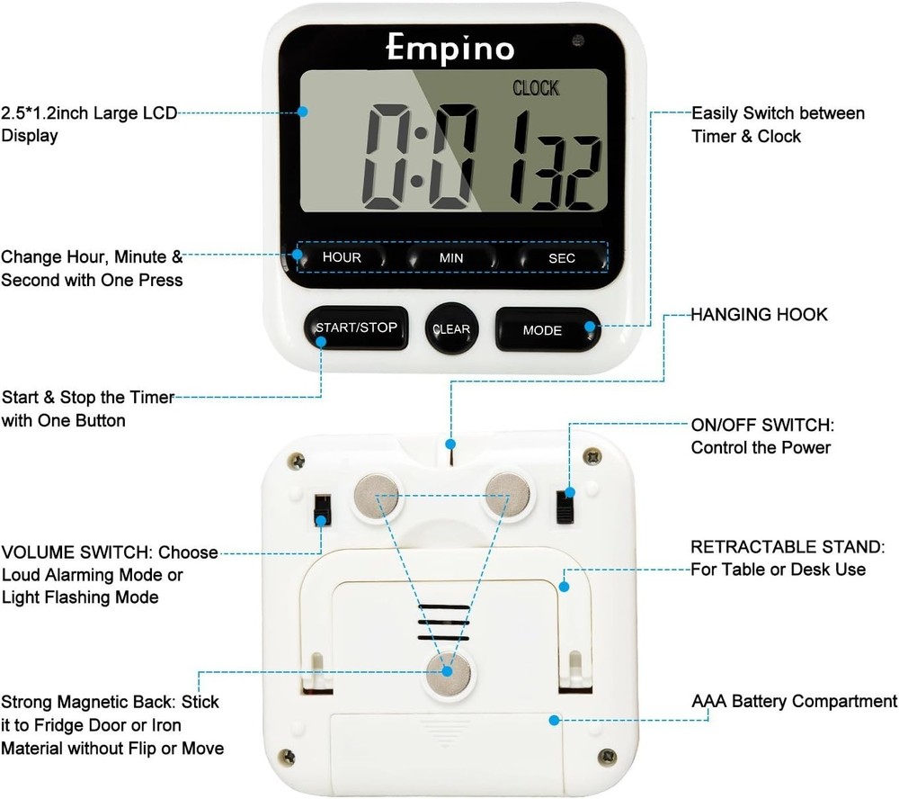 Upgraded Digital Timer for Cooking and Baking with Simple Operation Features