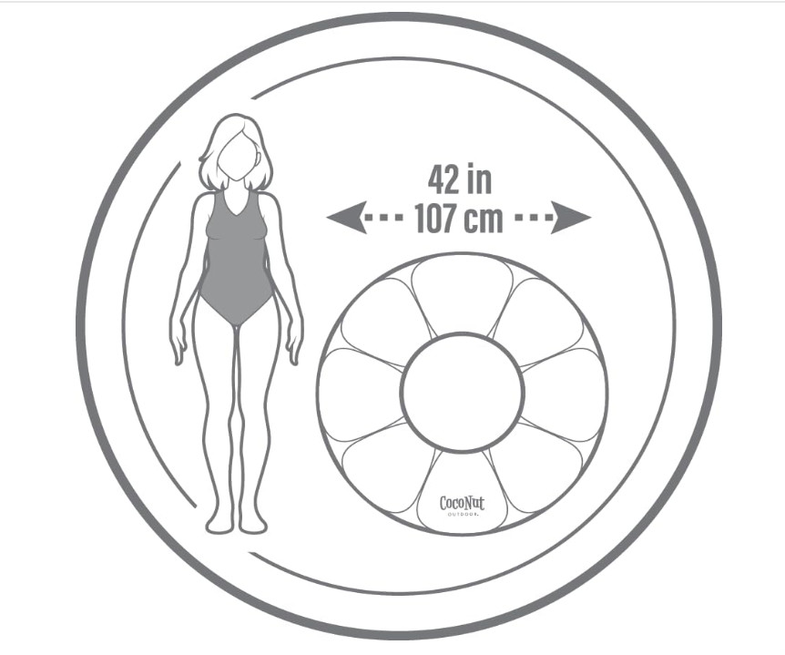 Coconut Float: Pink Grapefruit Glitter - 42" Pool Float Ring, Inflatable