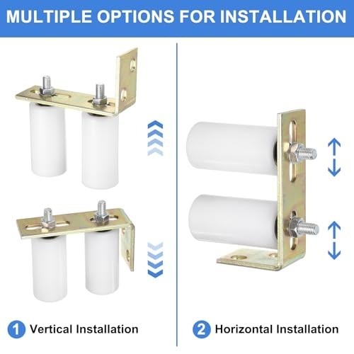 2 Set 4" Nylon Slide Gate Guide Rollers with L-Bracket, Universal Ball Bearing S