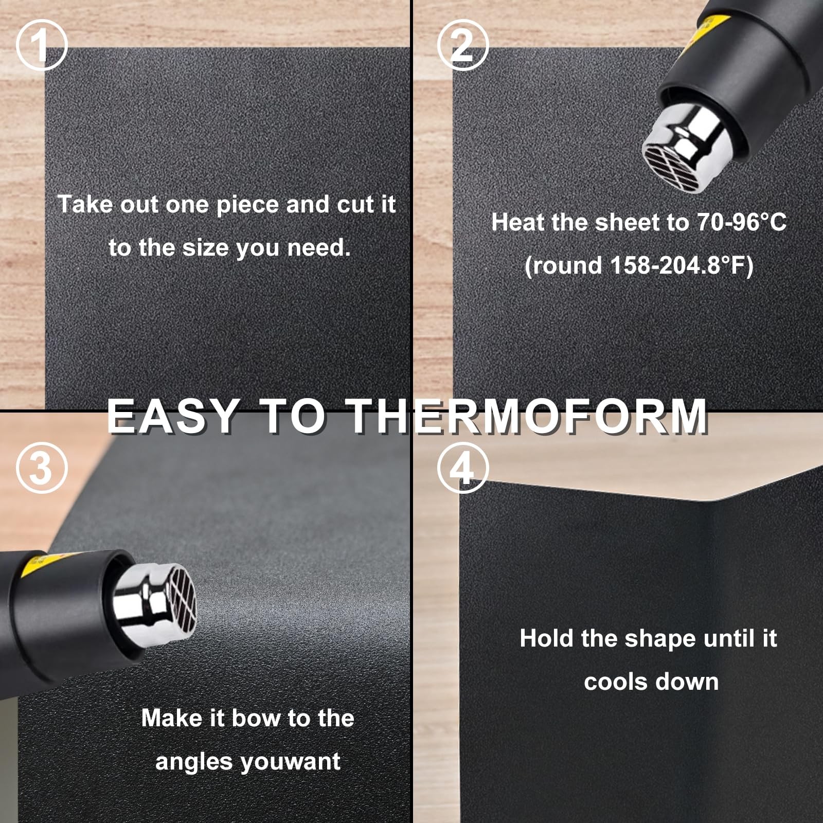 Black ABS Plastic Sheet 8" X 12"X 0.04" Flexible Moldable Impact Strength and Hi