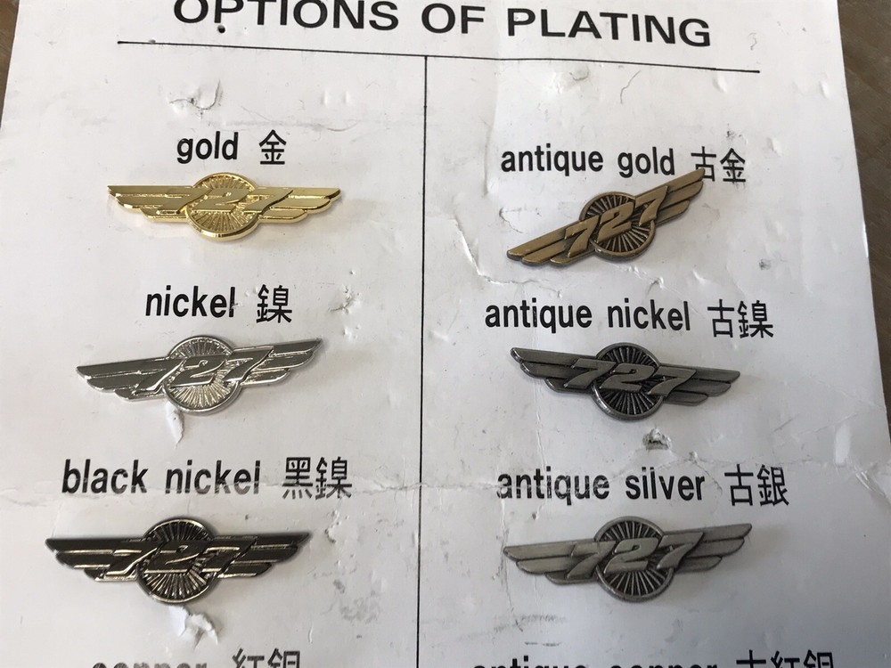 Boeing 727 Salesman Plating sample set pins