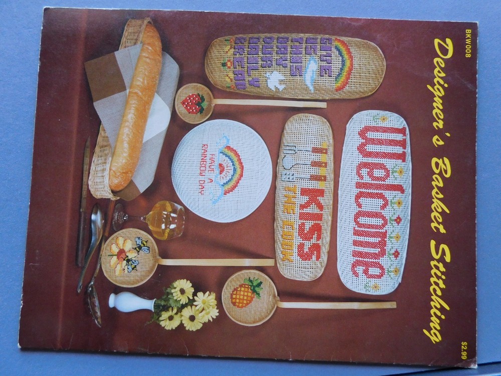 Designer's Basket Stitchery- 1983 Patterns, instr- Needlework on baskets- BKW008