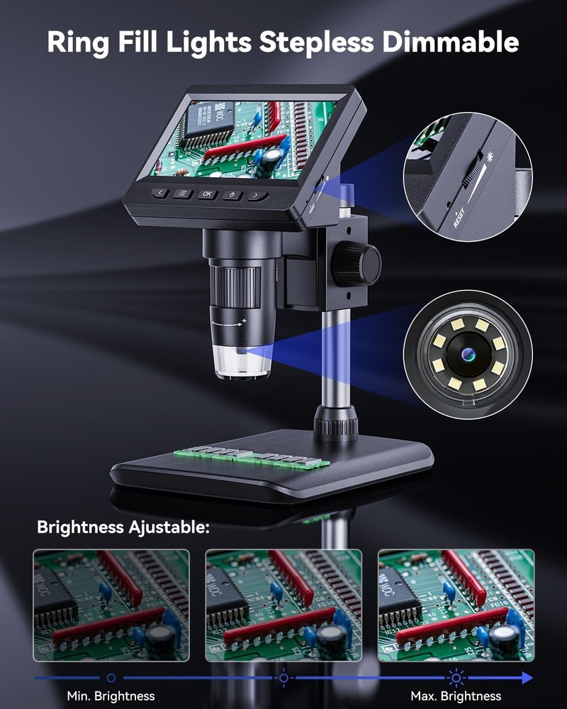AOPICK Digital Microscope, Coin Microscope with Light 4.3 Inch, Black