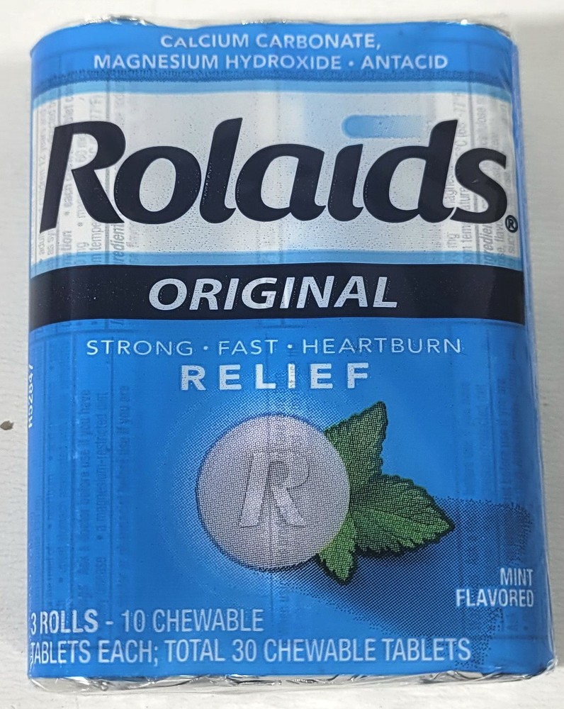 3 Three Roll Pack Rolaids Rolls Original MINT Antacid Chewable Tablets