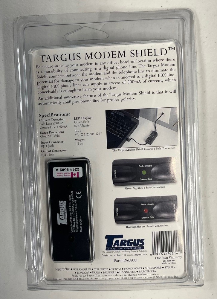 NEW Targus PA080U Modem Shield Compatible with All Modems Notebook Modem Set