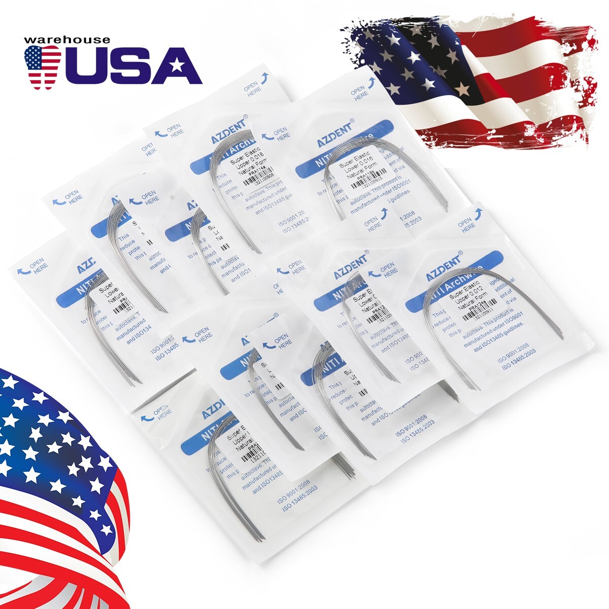 AZDENT Dental Orthodontic Arch Wire Super Elastic NiTi Ovoid Round Rectangular