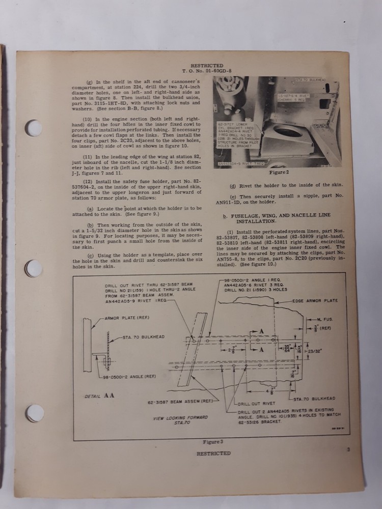 North American Model B-25H Technical Orders Original