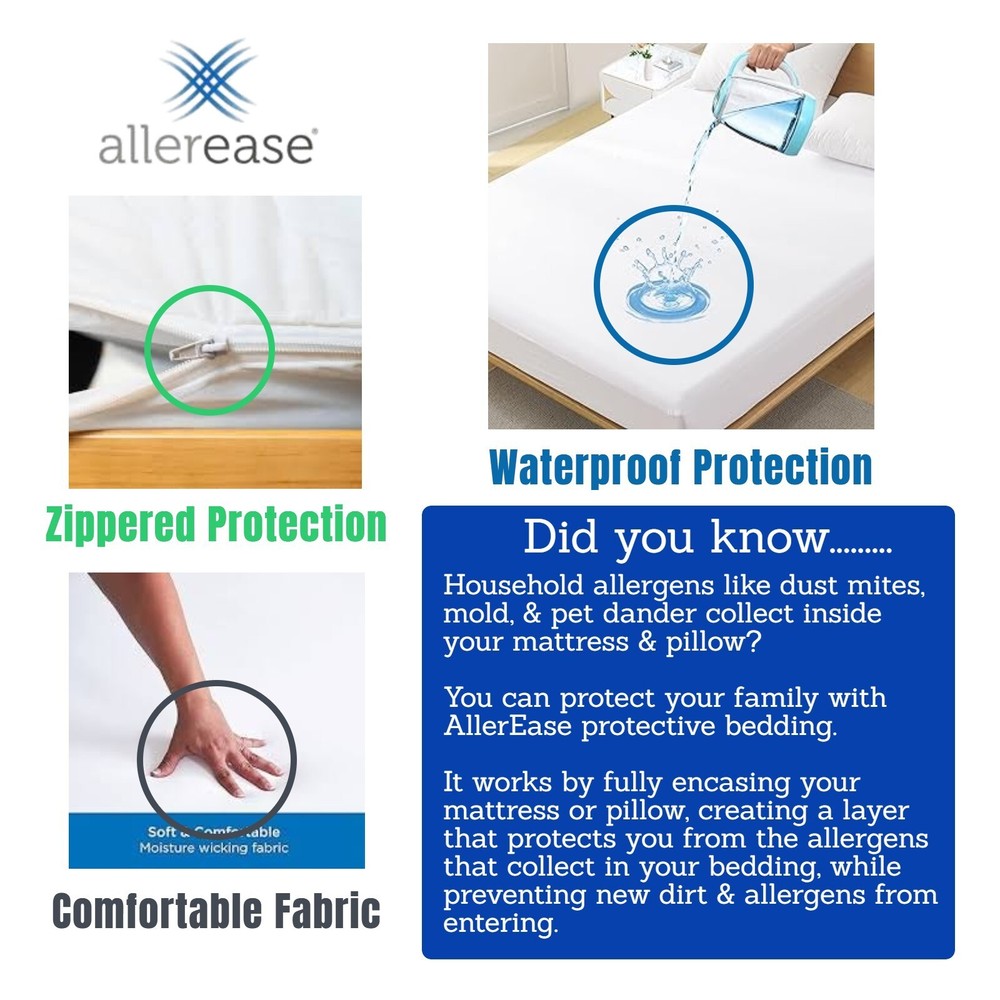 AllerEase Mattress Protector | Bedbug Waterproof Topper | King Size, 78in x 80in