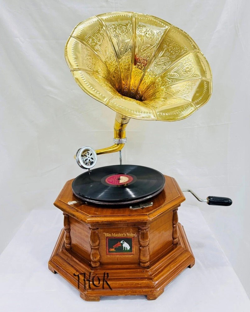 Antique HMV Gramophone Fully Functional Working Phonograph, win-up record player