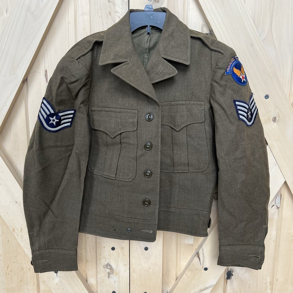 VTG 1946 Post WWII Era US AAF Wool Jacket 36R - Training Command/E5 Rank Patches