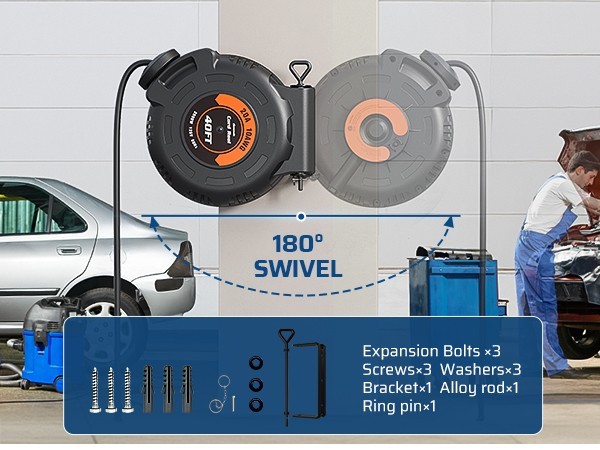 DEWENWILS Retractable Extension Cord Reel, 40FT 10AWG/3C SJTW Heavy Duty Power
