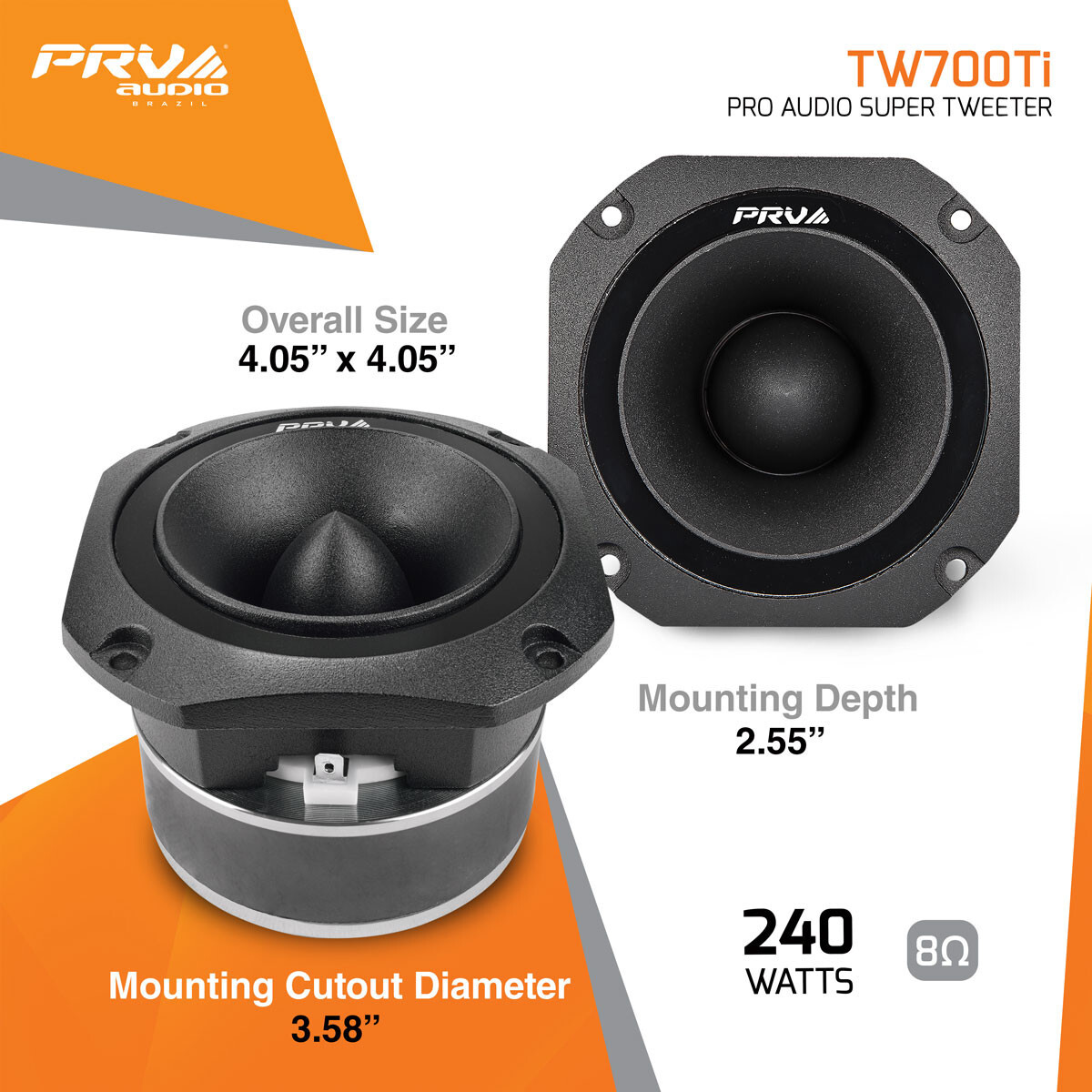 4x PRV Audio TW700Ti Bullet 4” Pro Audio Super Tweeters 8 Ohms Titanium 960W
