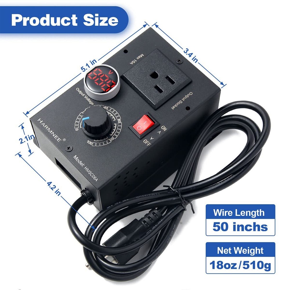 AC Motor Speed Controller 110-120V / 10A Rated / 15A Max AC Electronic Voltag...