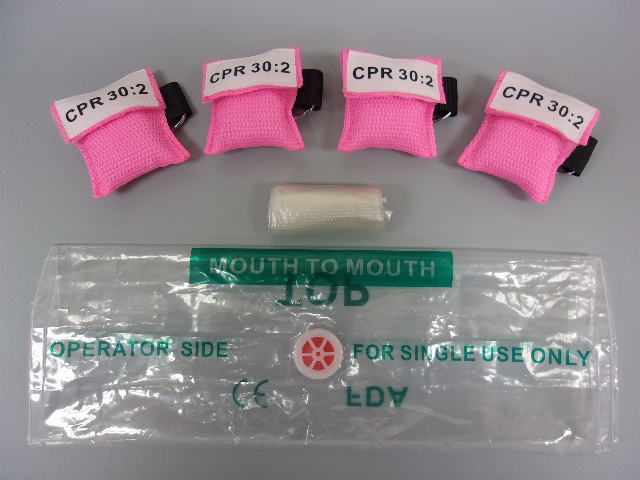 100 Pink CPR Mask with Keychain Face Shield with GLOVES