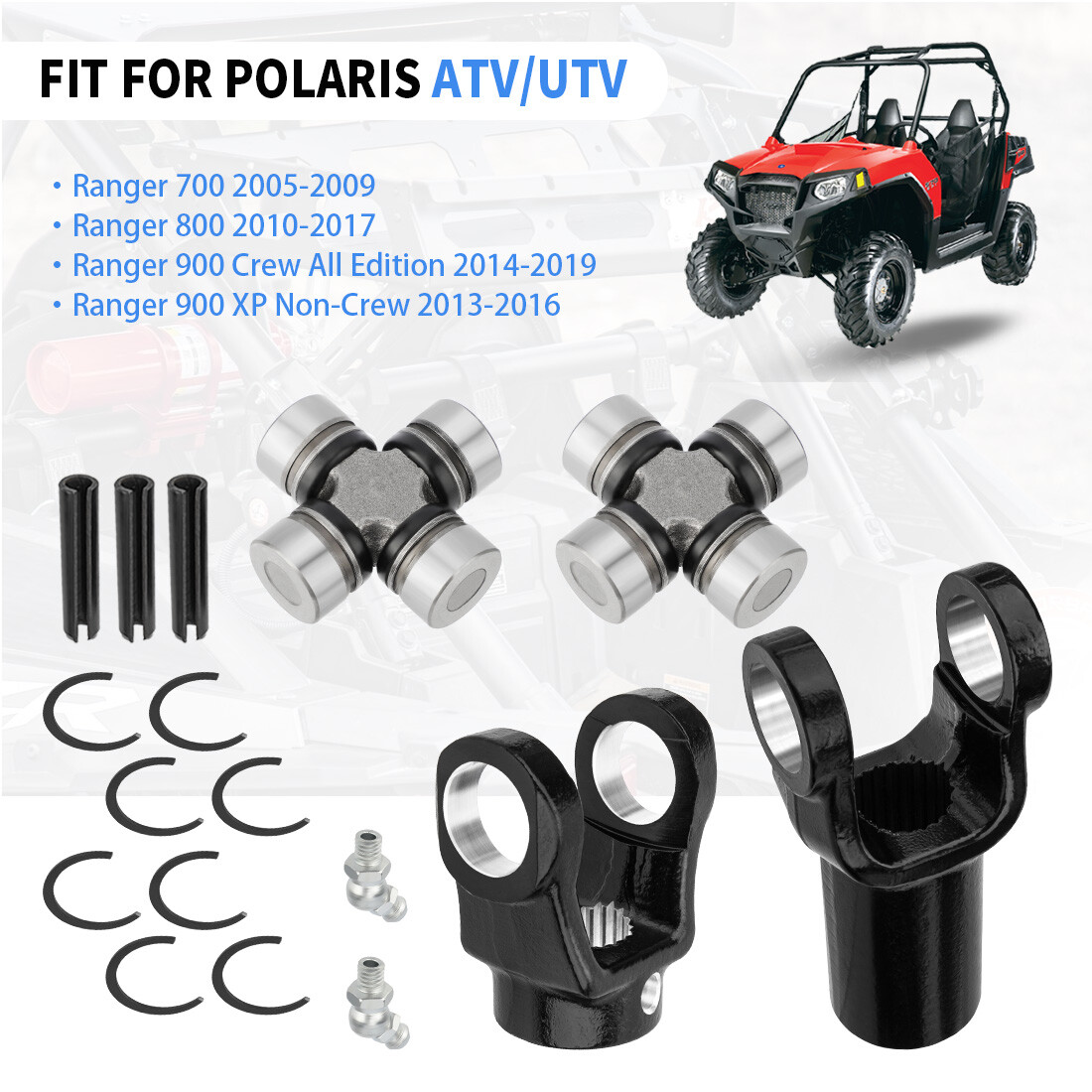 Front Prop Shaft Yoke & U-Joint (2 Side) for Polaris Ranger 700 800 900 Crew/XP