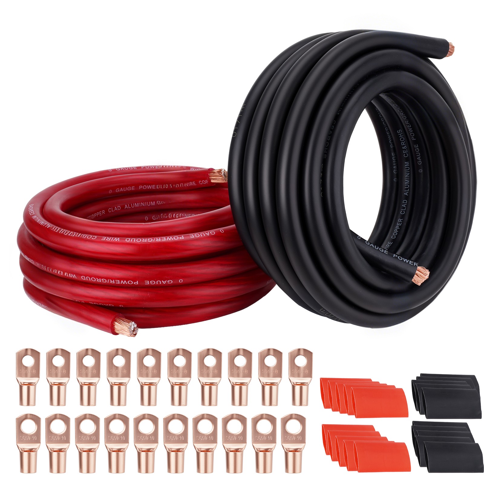 1/0 AWG 40FT Battery Cable 1/0 Gauge Wire Copper Clad Aluminum CCA Amp Wiring