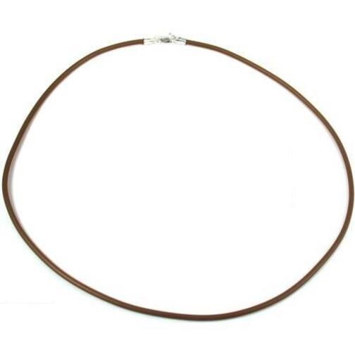 2 Brown Rubber Cord Necklaces 16" & 18"