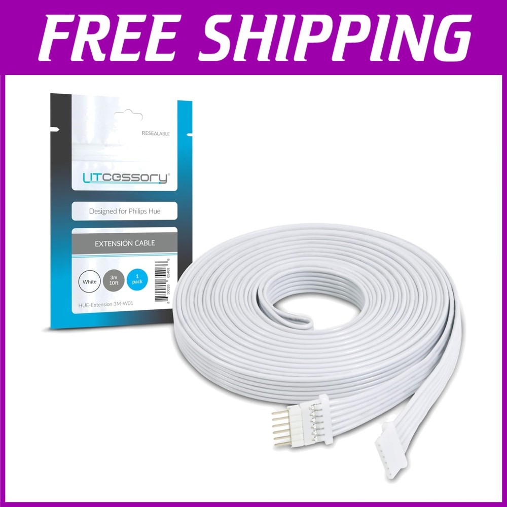 Philips Hue/Solo Lightstrip Extension Cable 10ft - White