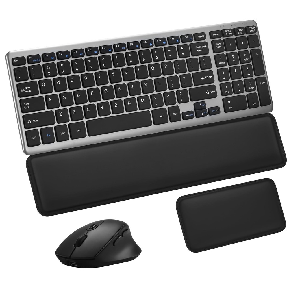 Wireless Keyboard and Mouse Combo, Full Size Silent Ultra Thin Keyboard with ...