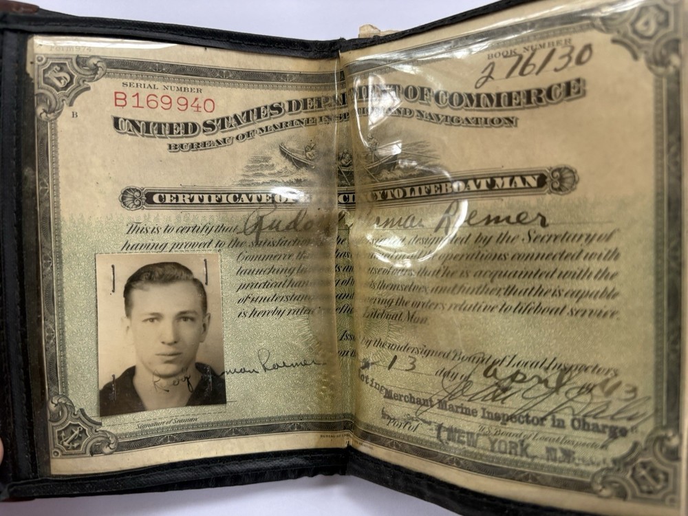WW2 US Merchant Marine Naval Engineer ID Wallet And Identification 1943 LCDR