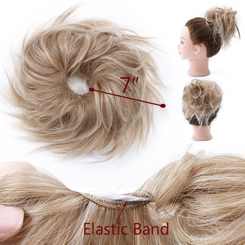 7" Messy Bun Hair Piece Scrunchie Updo Real Thick Hair Extensions as Human Hair
