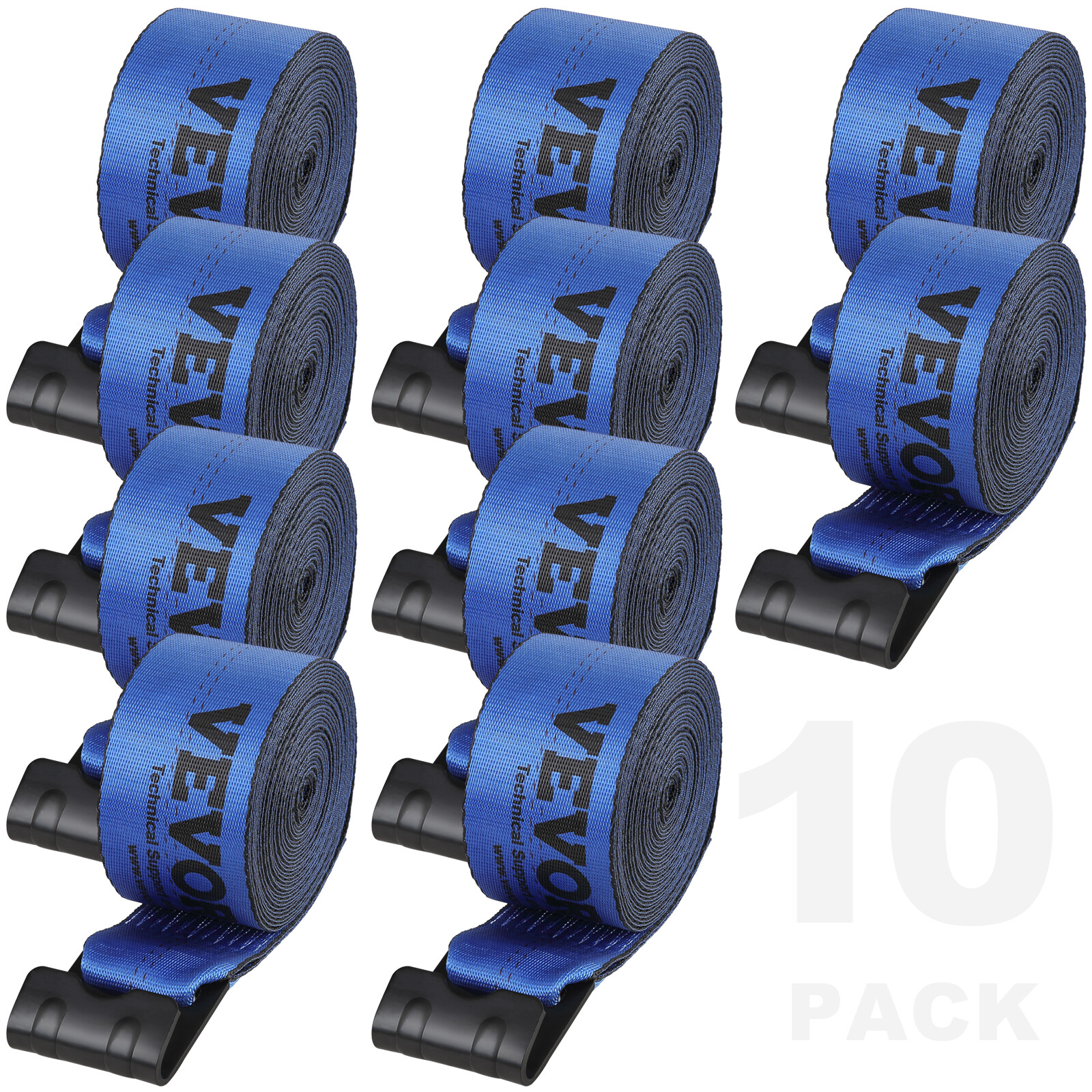 VEVOR 10 Pack 4" x 30' Winch Truck Straps w/Flat Hook for Towing 18000 lbs