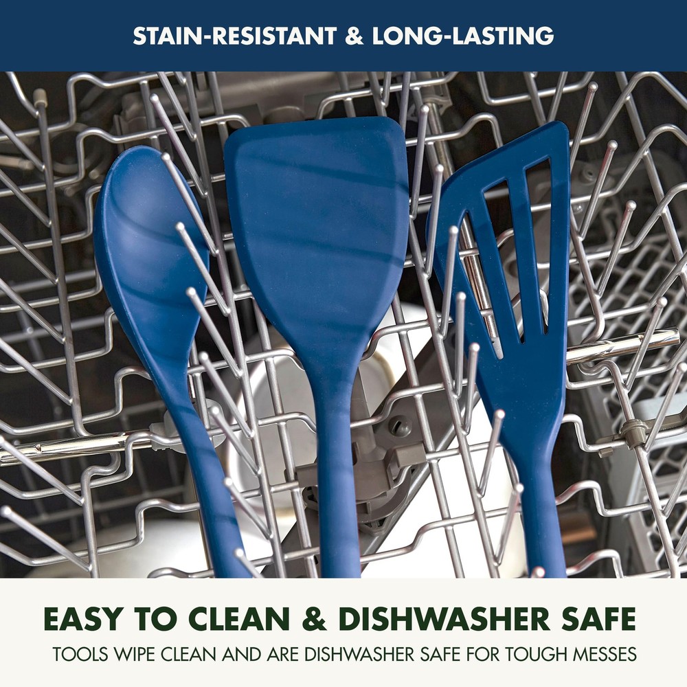 Silicone Solid Spoon, Mixing Stirring Serving, Cooking Kitchen Utensil, Flexi...