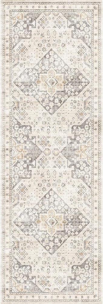 Washable Kitchen Runner 2' x 6' (Rectangular), Beige Taupe Orange