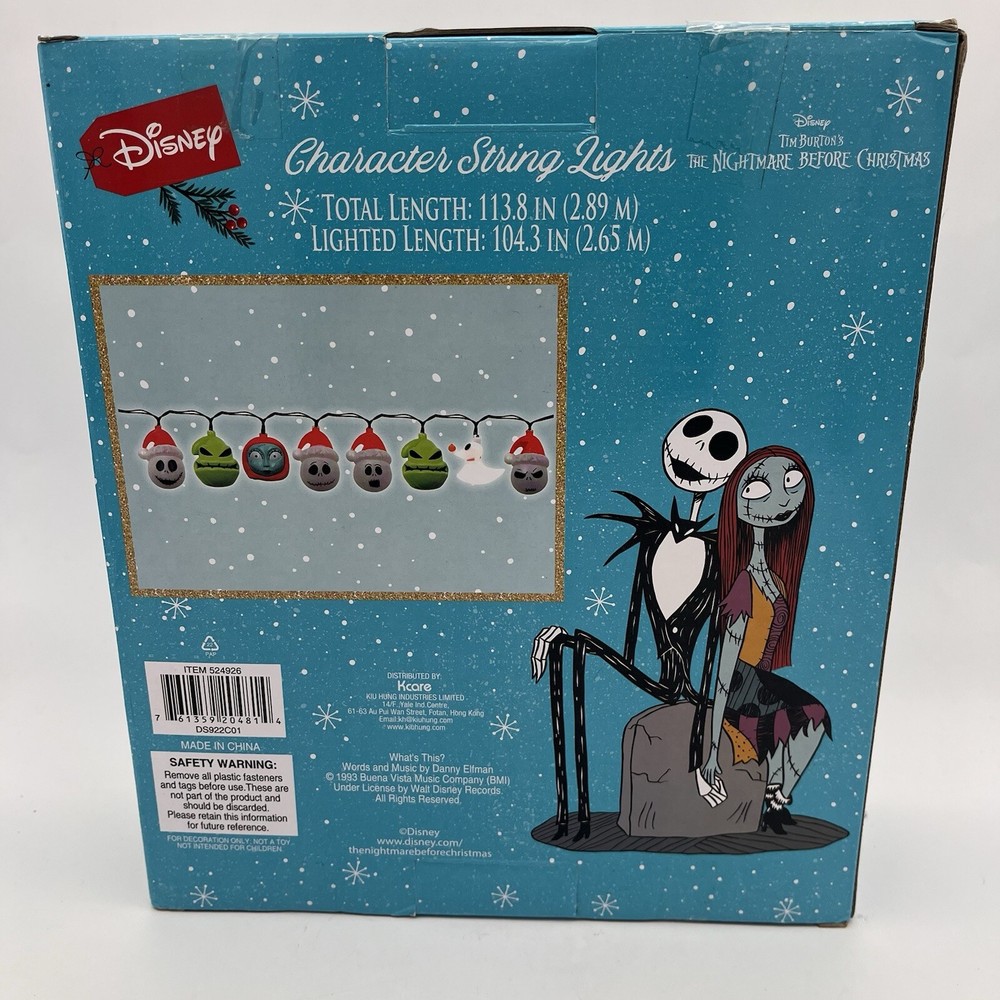 Disney Nightmare Before Christmas Character Musical String Lights 8 NEW