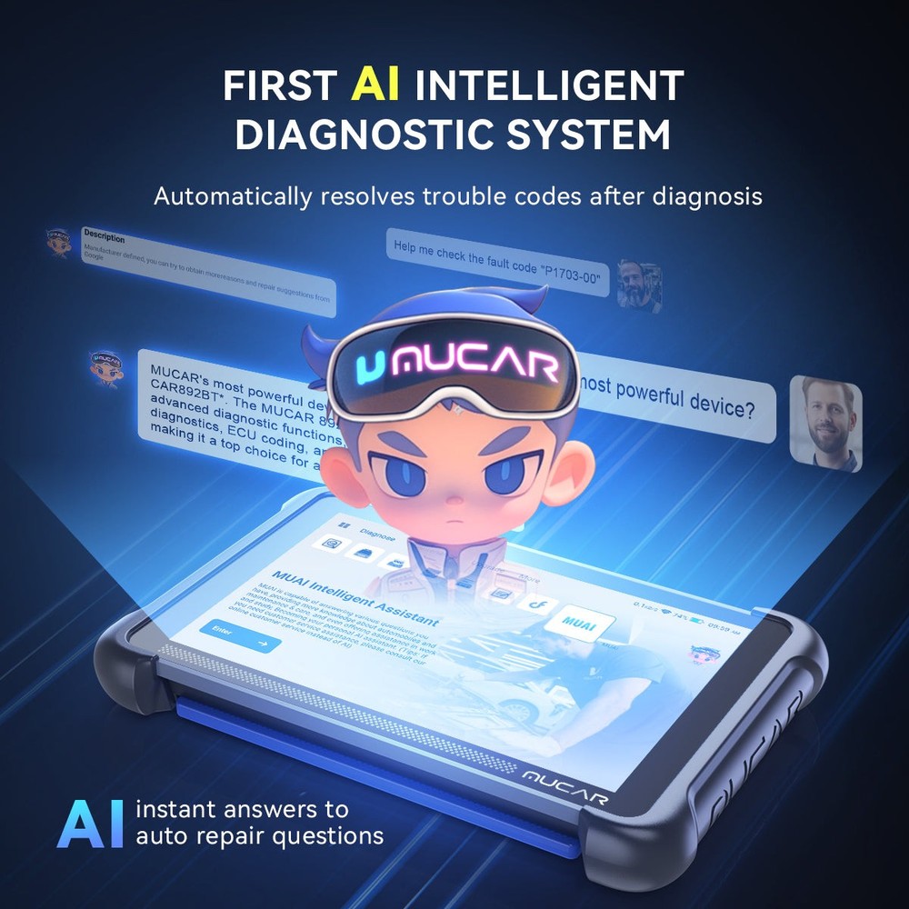 MUCAR 892BT TPMS Scanner AI Diagnostic Tool Bidirectional ECU Coding 35+Services