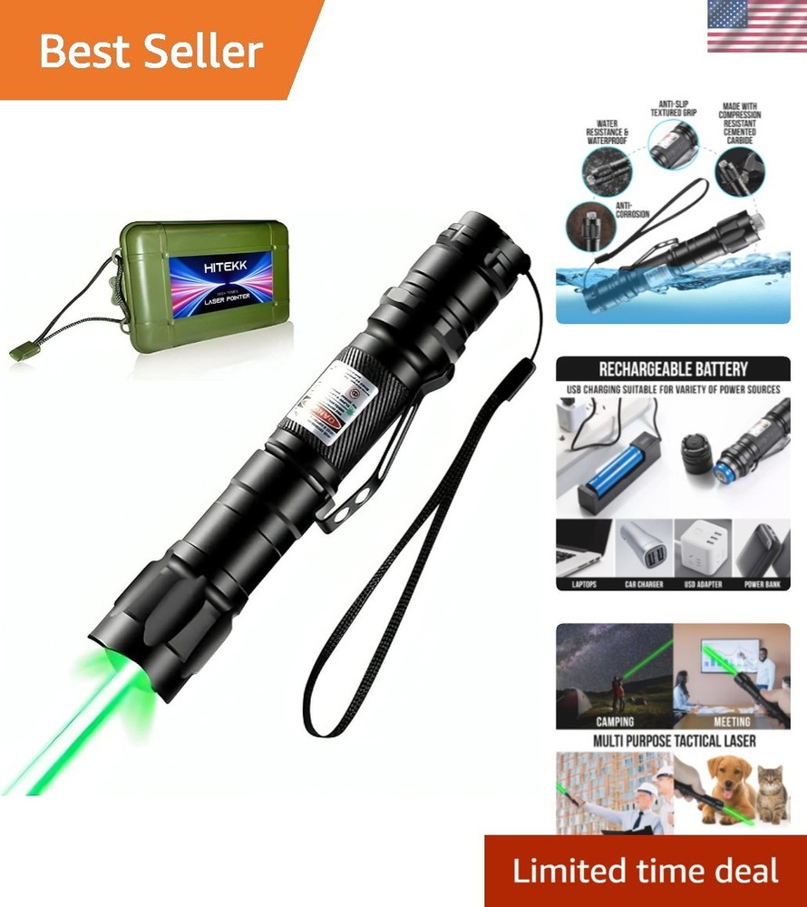 Rechargeable Tactical Green Laser Pointer - 3300 ft Visibility & Carrying Case