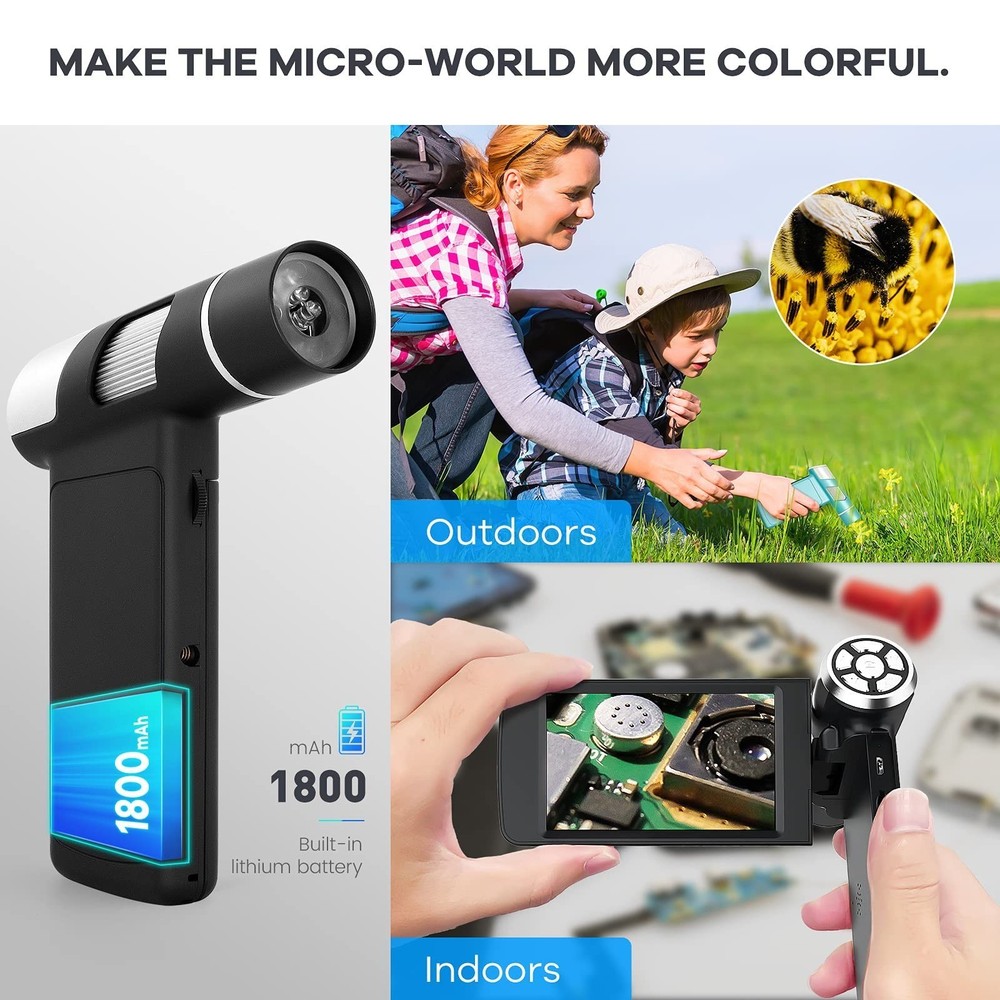 Andonstar AD203 Digital Microscope (Black+Bracket) Handheld Black+Bracket