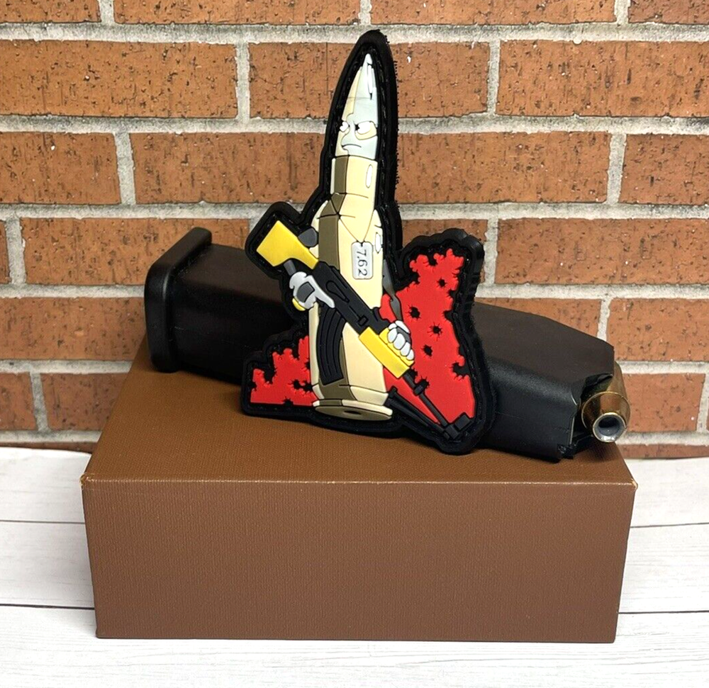 PVC Tactical Morale Patch, Ammo Bullet Gun Patch, Hook Backed Military Patch