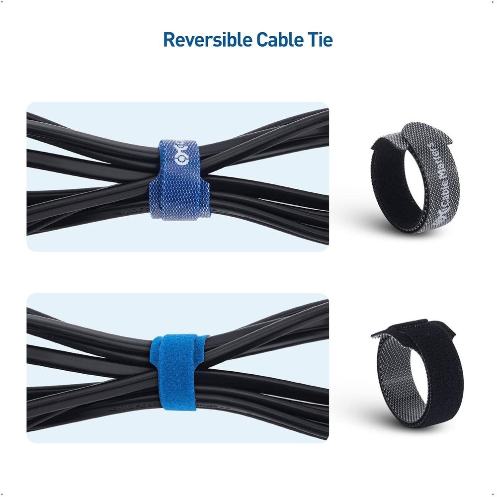 Cable Matters 100-Pack 8-inch Hook-and-Loop Reusable Wire Ties/Cable Ties with 4