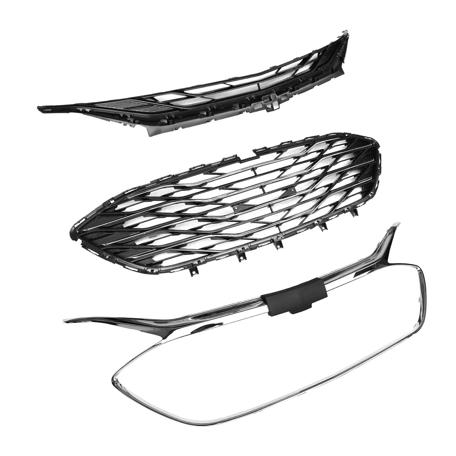 3PCS For 2019-2024 Chevrolet Malibu Chrome Front Upper Lower Grille LSGRCV008B