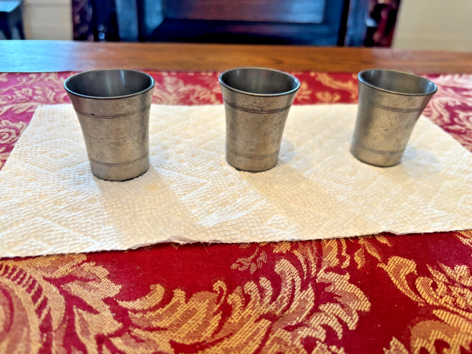 Vintage 3  Pewter Pool, Taunton Ma. Shot Glasses, about 1960's, BE5
