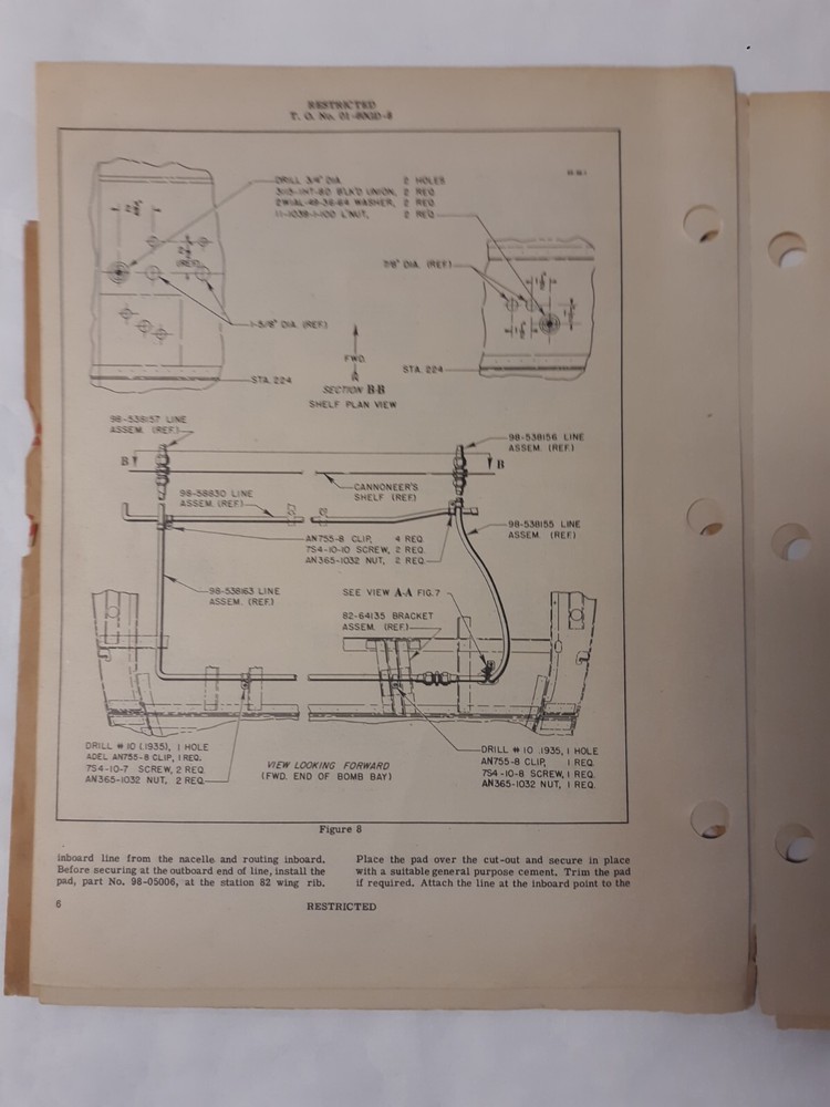 North American Model B-25H Technical Orders Original