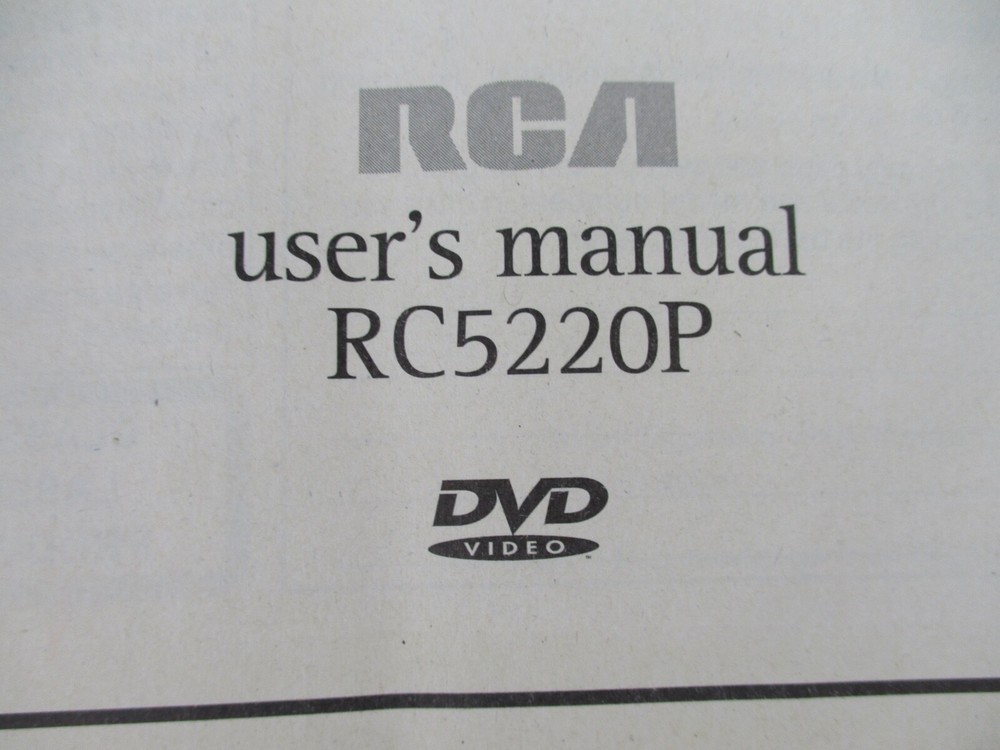 RCA DVD Video Disc Player RCA522OP Remote Users Manual & Power Cable