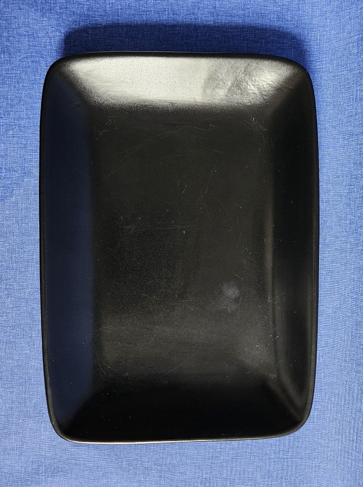Black Serving Platter 13.5″ Rectangular Stoneware Modern Minimalist Design