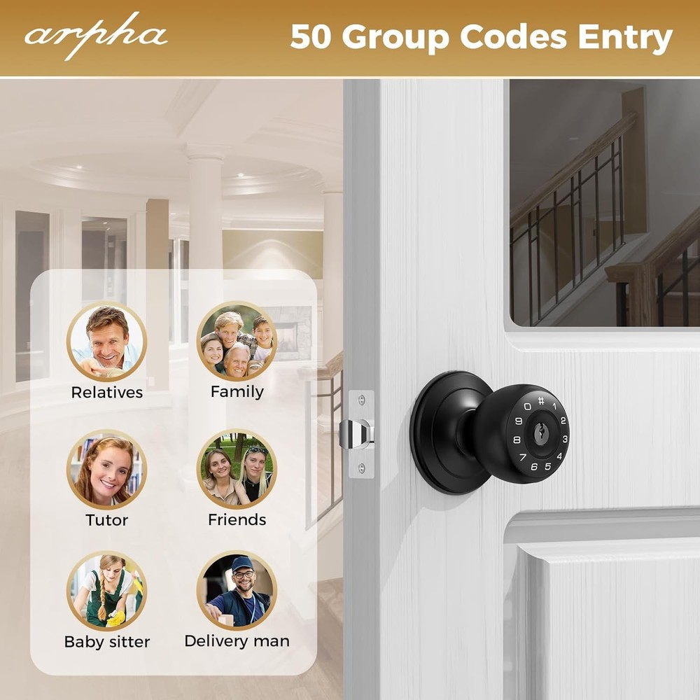 ARPHA Smart Keypad Door Knob Auto Lock Keyless Entry AntiPeeping Password Handle