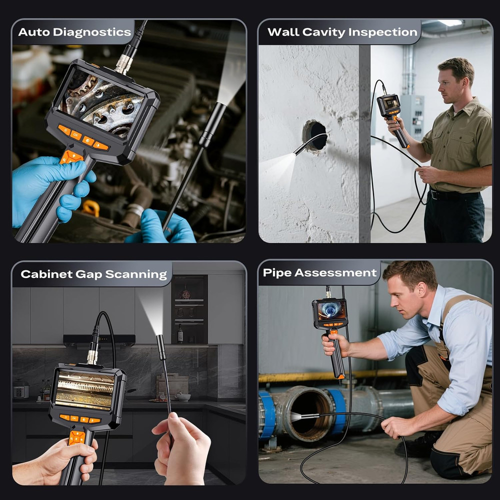 Endoscope Camera with Light, Handheld Borescope with 4.3" IPS Screen, 1080P H...