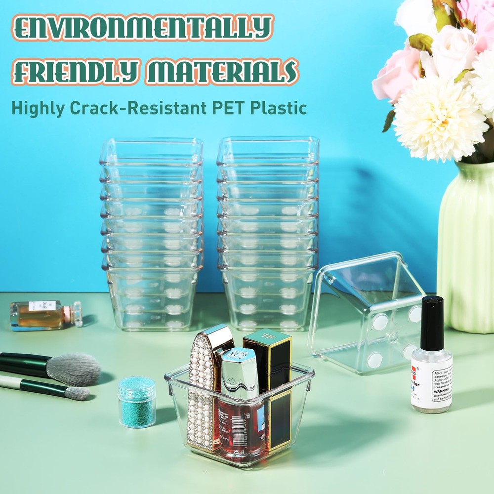 Tioncy 16 Pcs Stackable Clear Drawer Organizer Set 3" x x 2" Small clear