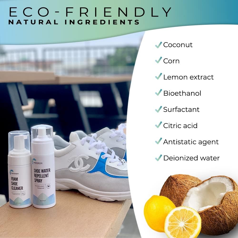 EZSolution Shoe Cleaner Kit, 2-in-1 Sneaker Foam Cleaning Solution & Stain...