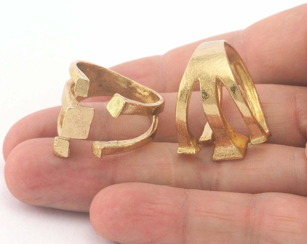 Adjustable Ring Raw brass (19.5mm 9.5US inner size - Adjustable ) Oz3684